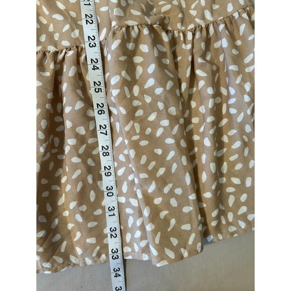 EUC Women's Shein Peasant Dress Khaki Tan‎ White Size Medium - Picture 10 of 13